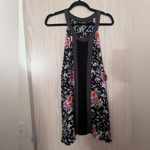Torrid Floral Sleeveless Top with Black and Gray Accents